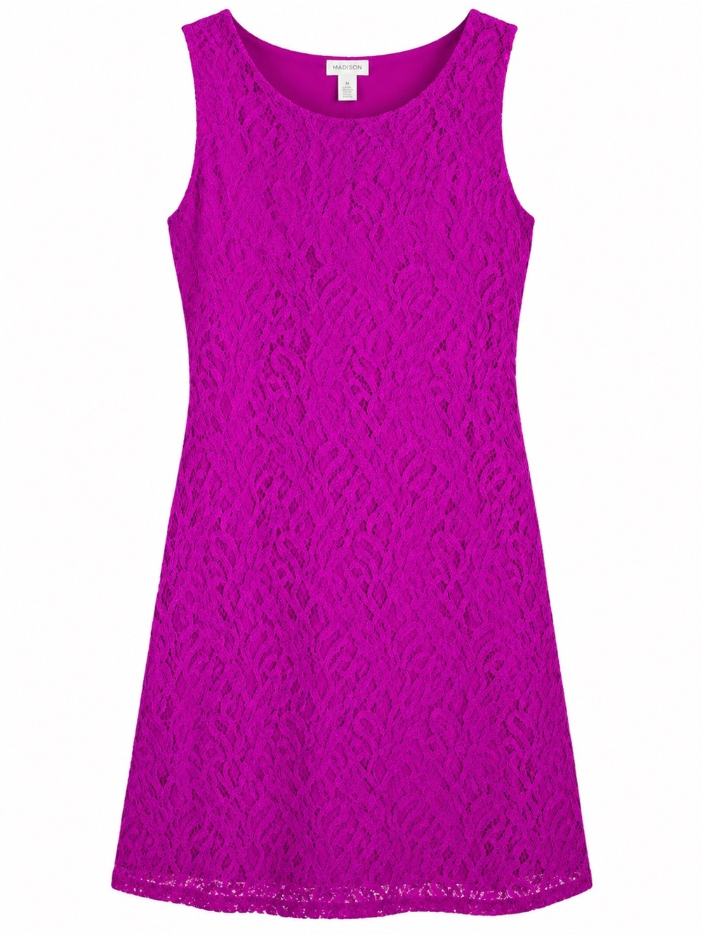 Madison Women’s Medium Sleeveless Lace Overlay Shift Dress